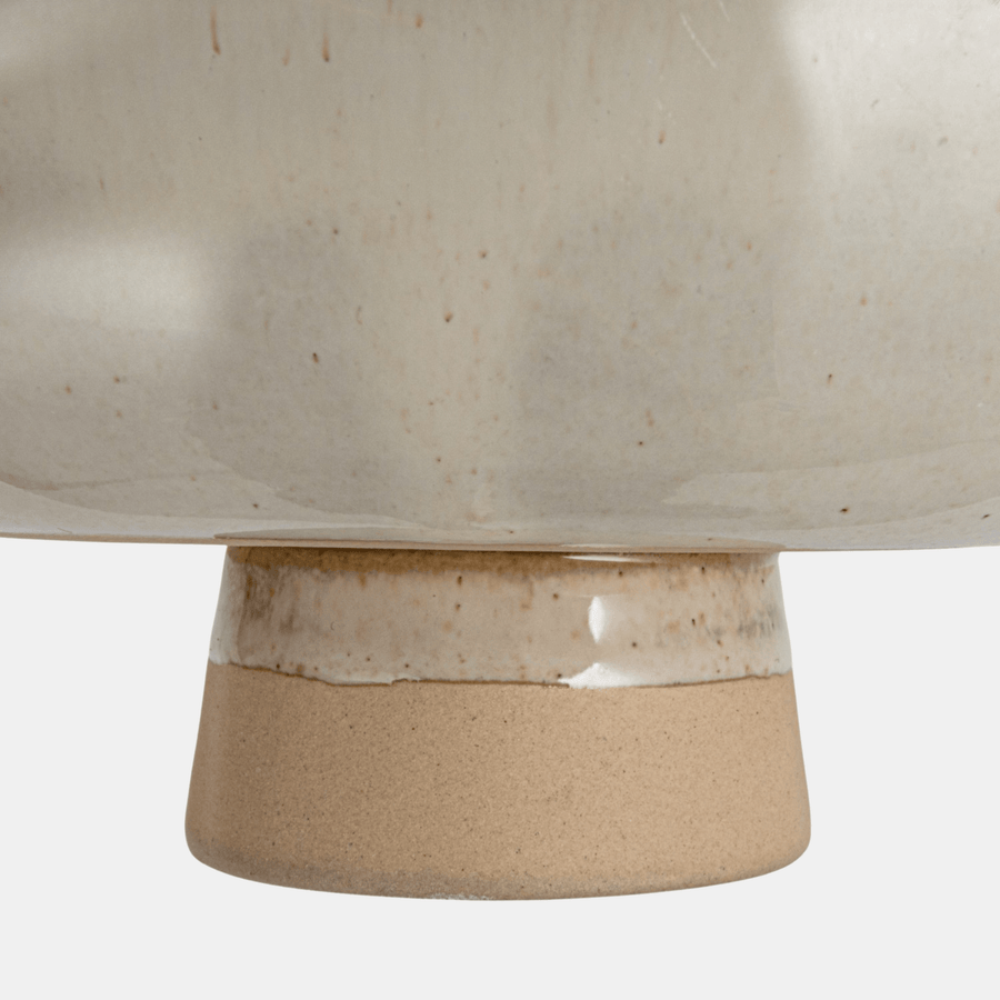 Cadine Ceramics Bilbury Oval Pedestal Vessel - Beige