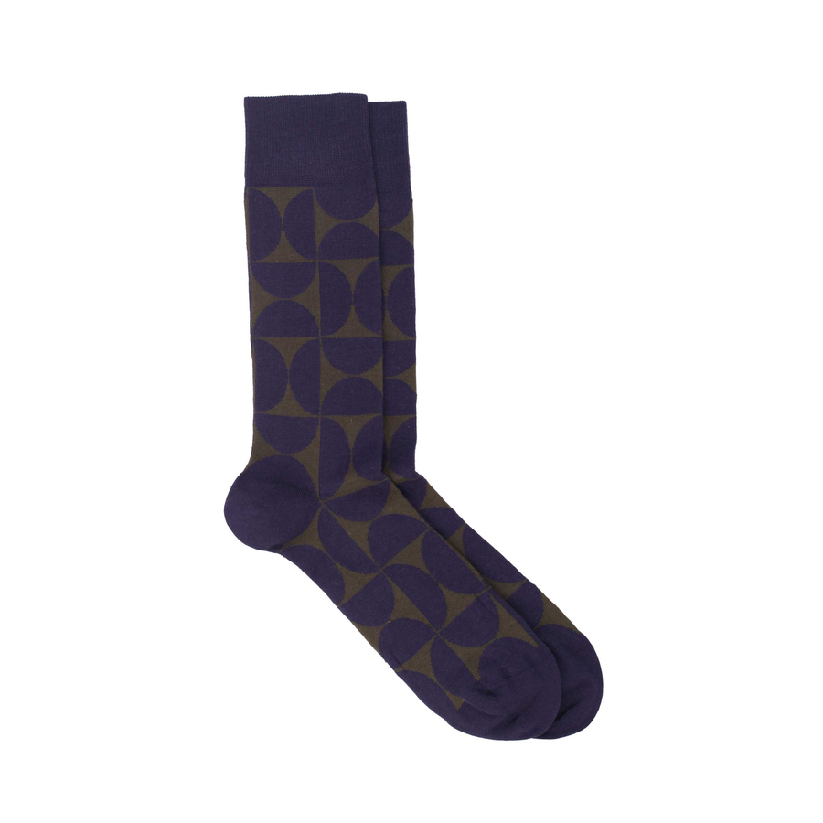 Men's Semicircle Organic Cotton Sock - Aubergine / Olive