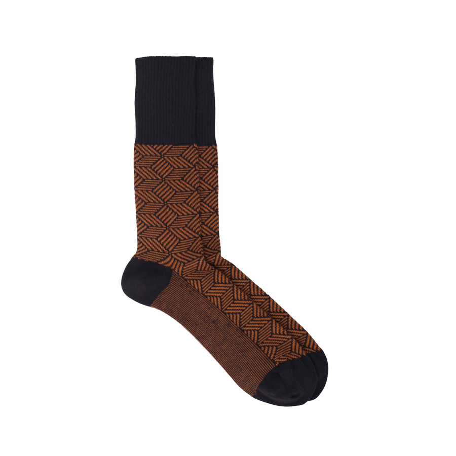 Men's Parquet Organic Cotton Sock - Charcoal / Mimosa