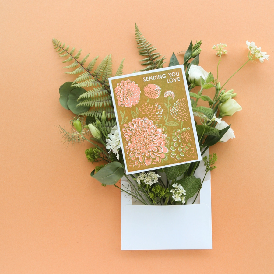 Greeting Card - Sending You Dahlias