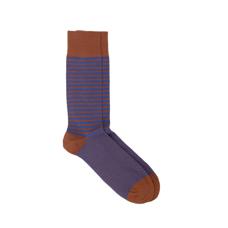 Men's Line Organic Cotton Sock - Caramel / Cobalt