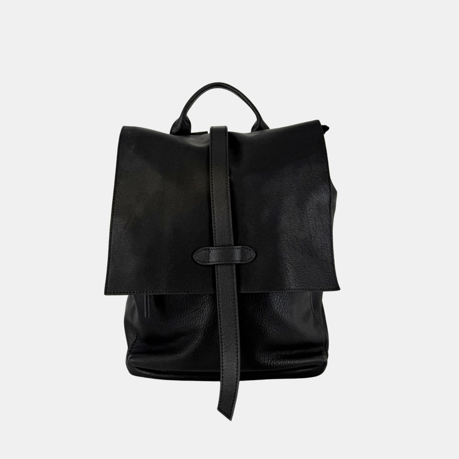 The Carrier Backpack - Black Leather
