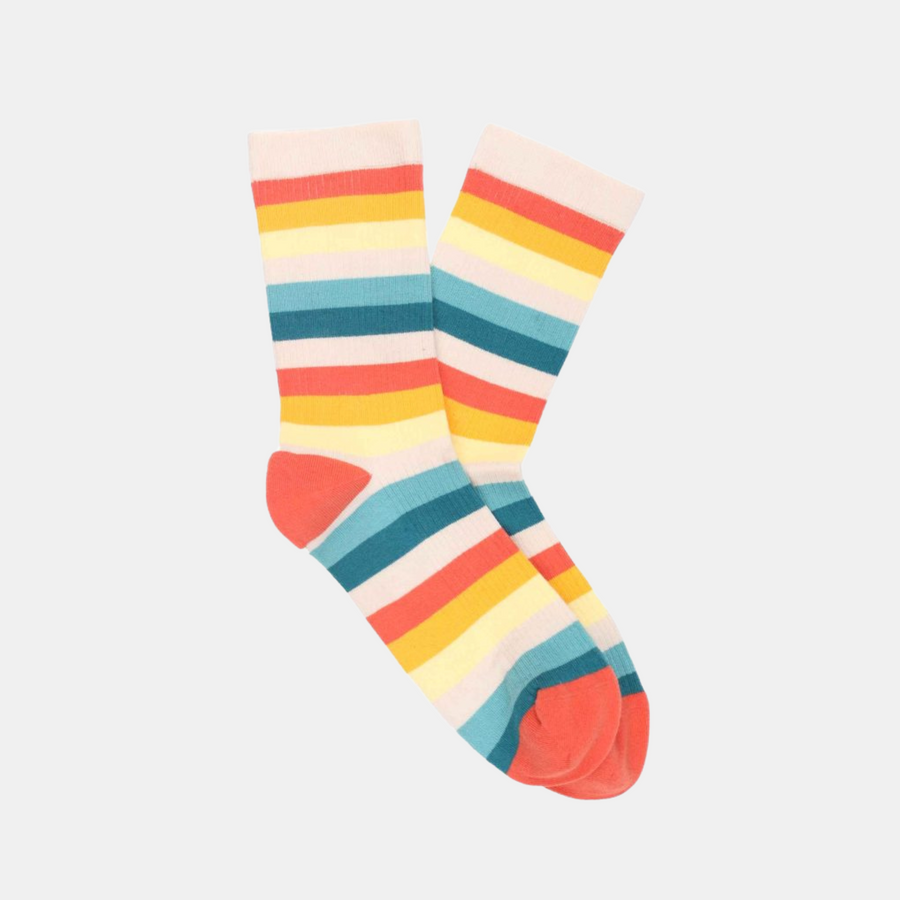 Women's Stripe Organic Cotton Sock - Orange / Blue (36-41)