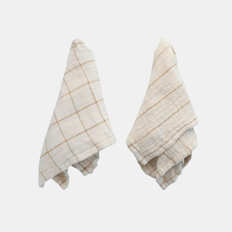 Japandi Square Towel (Set of 4) - Natural / Caramel