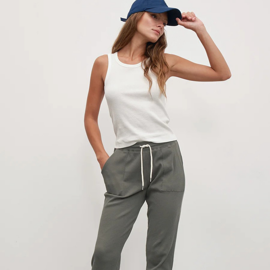 Waffle Crop Tank - White