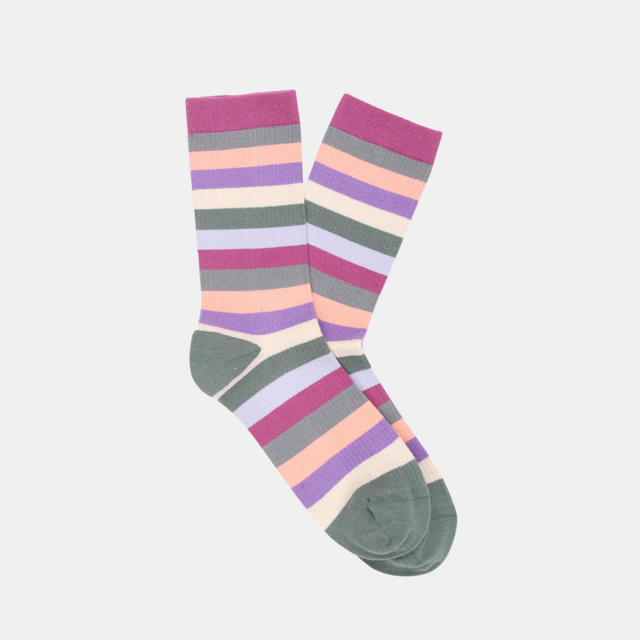 Women's Stripe Organic Cotton Sock - Purple / Pink (36-41)