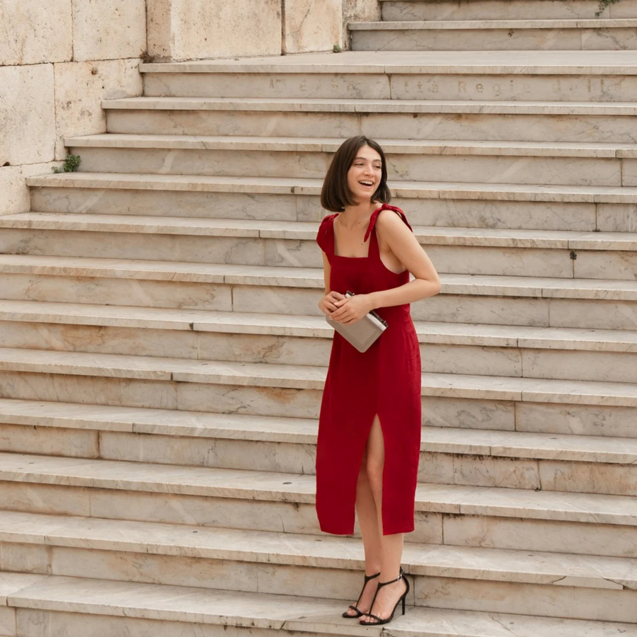 Samba Linen Dress - Red