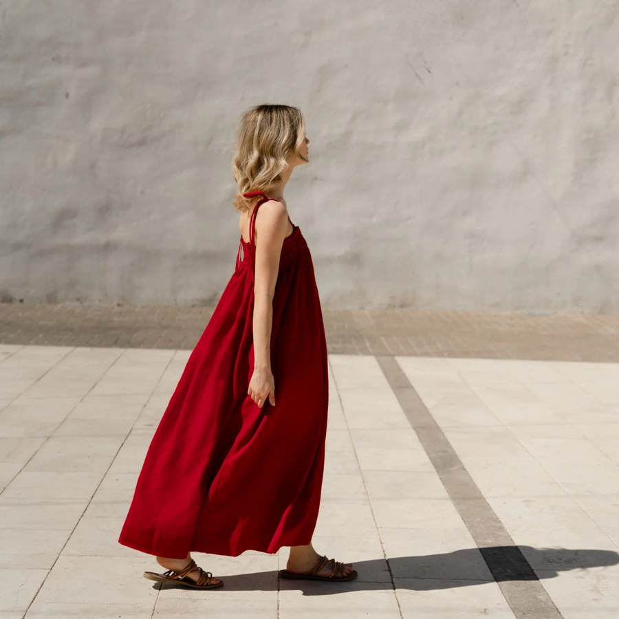 Bossa Linen Dress - Red