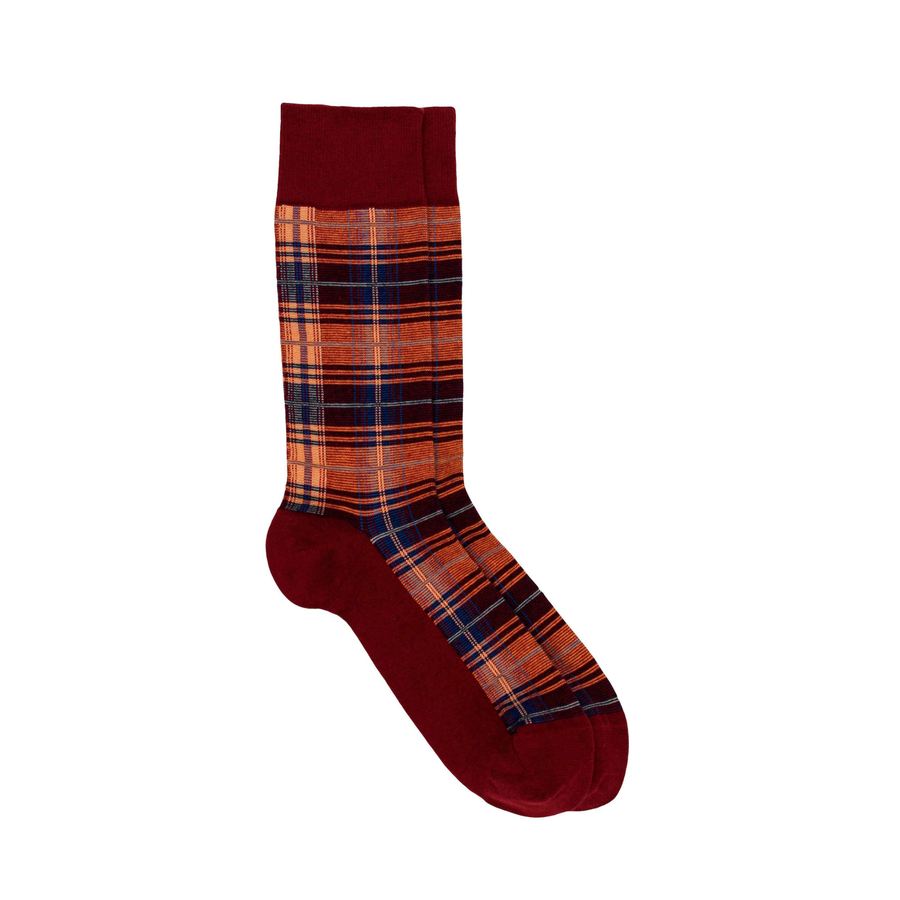 Men's Tartan Organic Cotton Sock - Plum