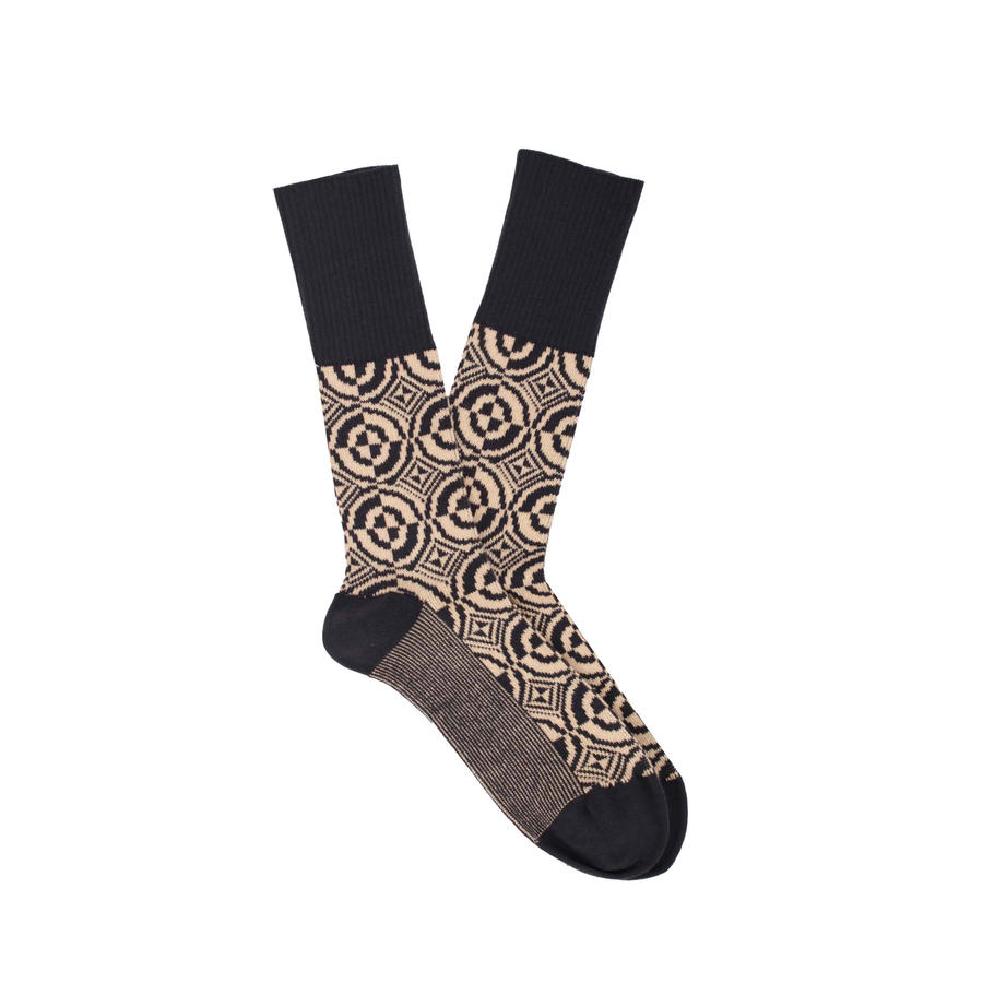 Women's Emblem Organic Cotton Sock - Charcoal / Beige