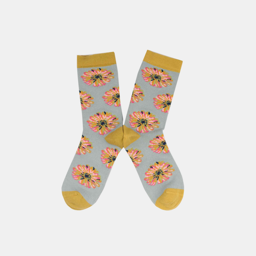 Children's Daisy Organic Cotton Sock - Mustard / Grey (<5yrs)