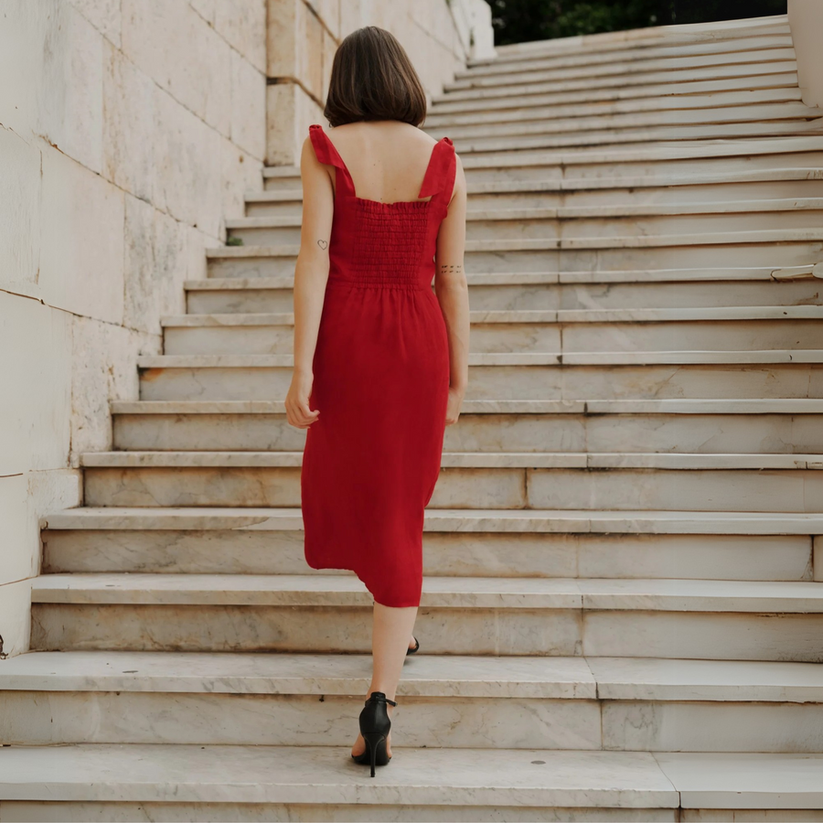 Samba Linen Dress - Red