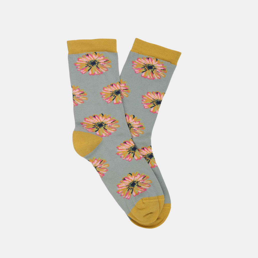 Women's Daisy Organic Cotton Sock - Mustard / Grey (36-41)