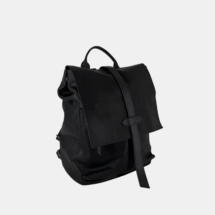 The Carrier Backpack - Black Leather