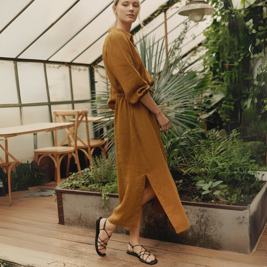 Rumba Linen Dress - Saffron Gold Rumba Linen Dress - Saffron Gold