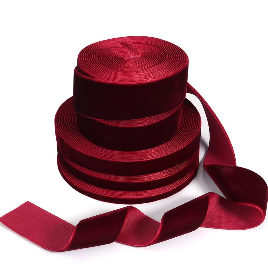 Velvet Ribbon 1.5cm x 10 yards - Dark Red