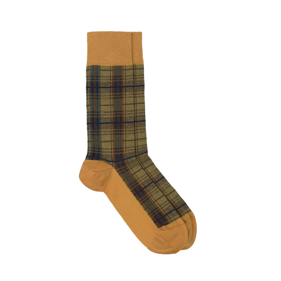 Men's Tartan Organic Cotton Sock - Mustard