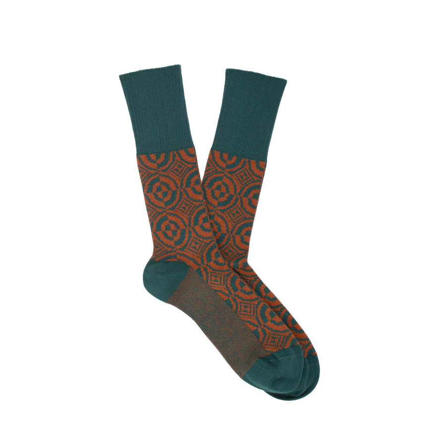 Women's Emblem Organic Cotton Sock - Teal / Orange