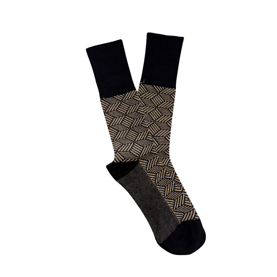 Women's Parquet Organic Cotton Sock - Charcoal / Beige
