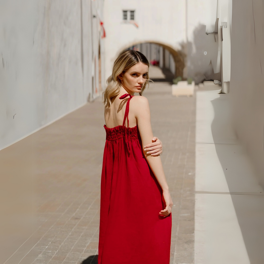 Bossa Linen Dress - Red