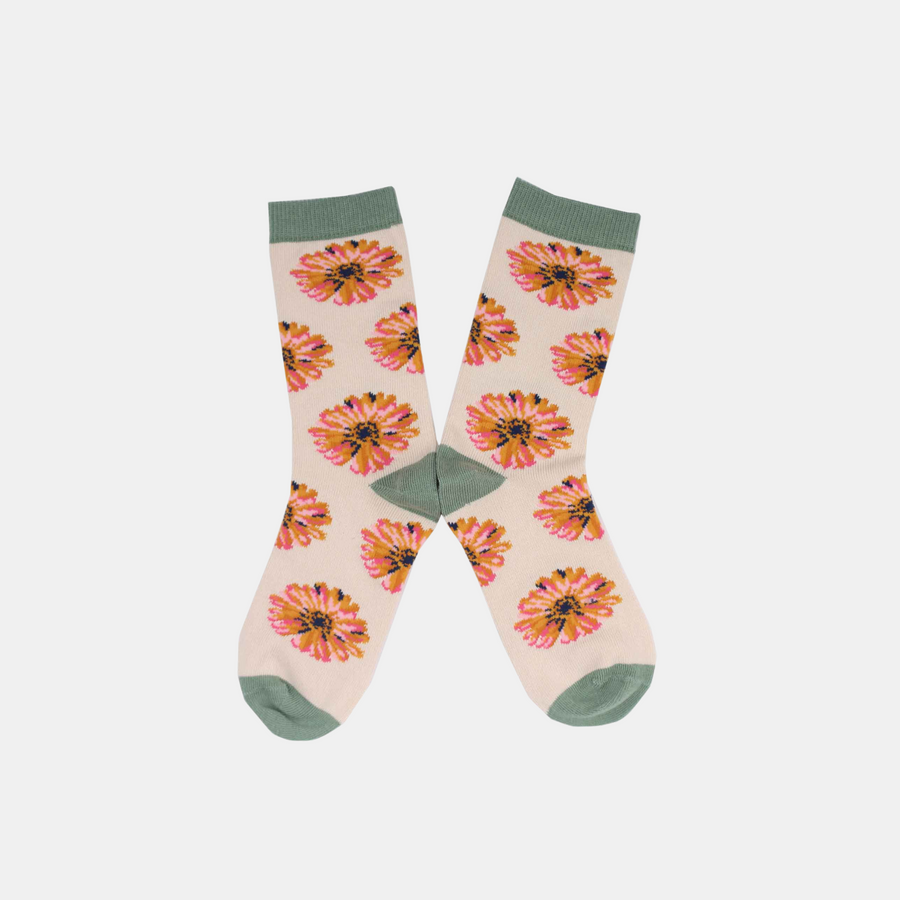 Children's Daisy Organic Cotton Sock - Sage / Beige (<5yrs)