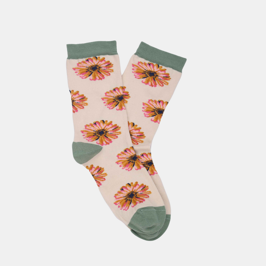 Women's Daisy Organic Cotton Sock - Sage / Beige (36-41)