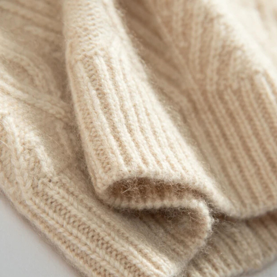 Unisex Aspen Beanie - Cream - 100% Cashmere