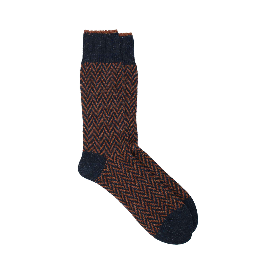 Men's Zig Zag Silk Wool Sock - Blue