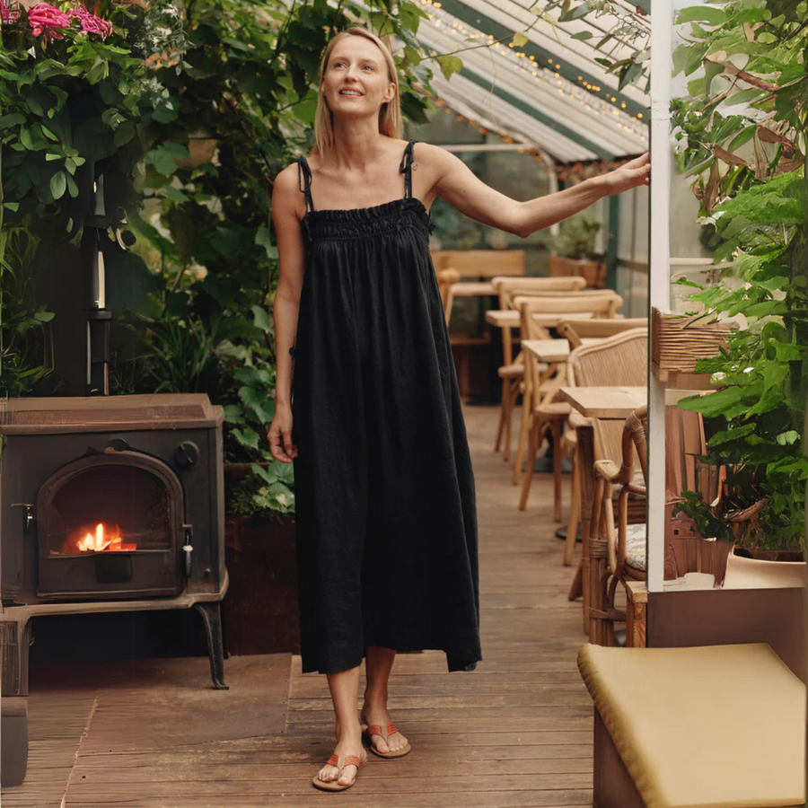 Bossa Linen Dress -Black