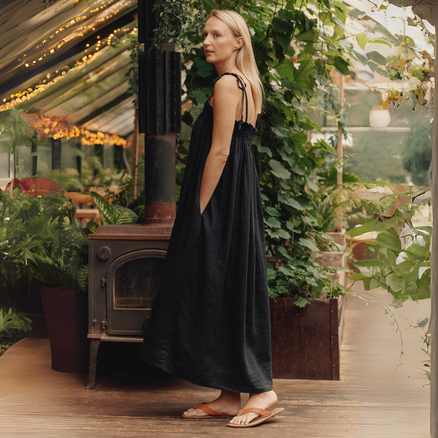 Bossa Linen Dress -Black