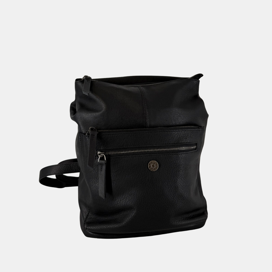 The Carrier Backpack - Black Leather