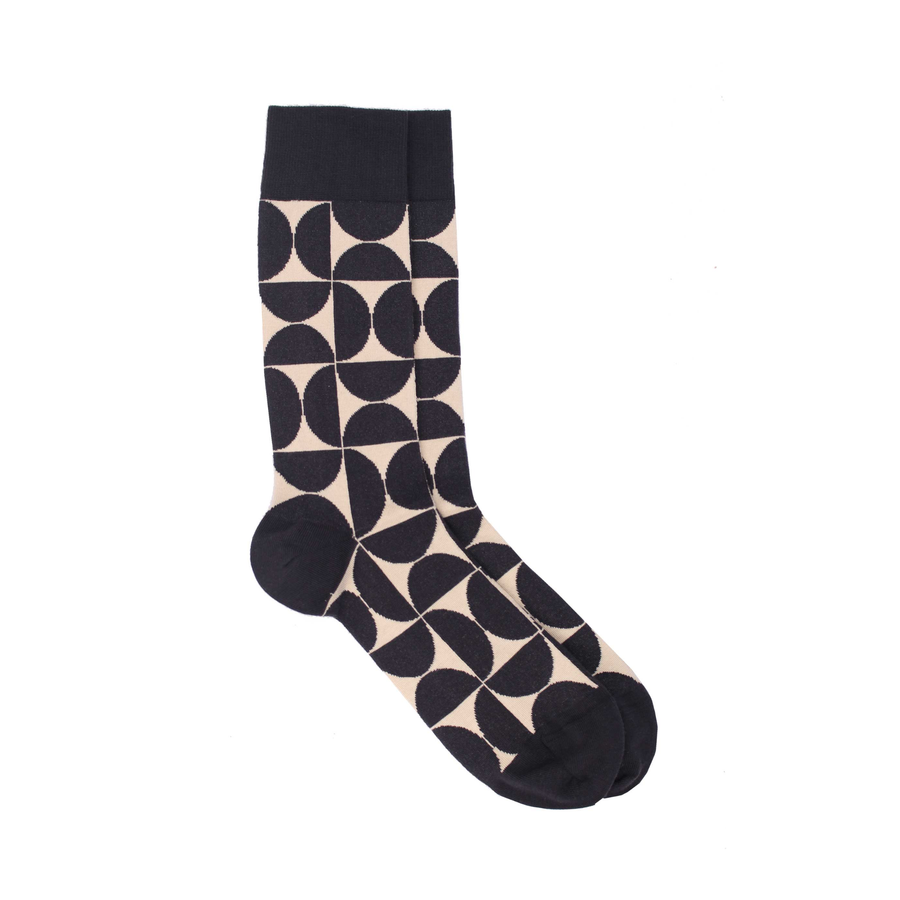 Men's Semicircle Organic Cotton Sock - Charcoal / Beige