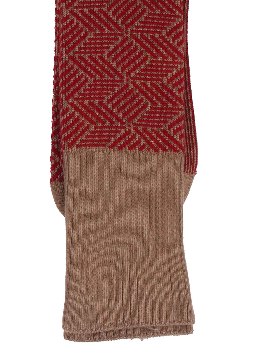 Women's Parquet Organic Cotton Sock - Tan / Red