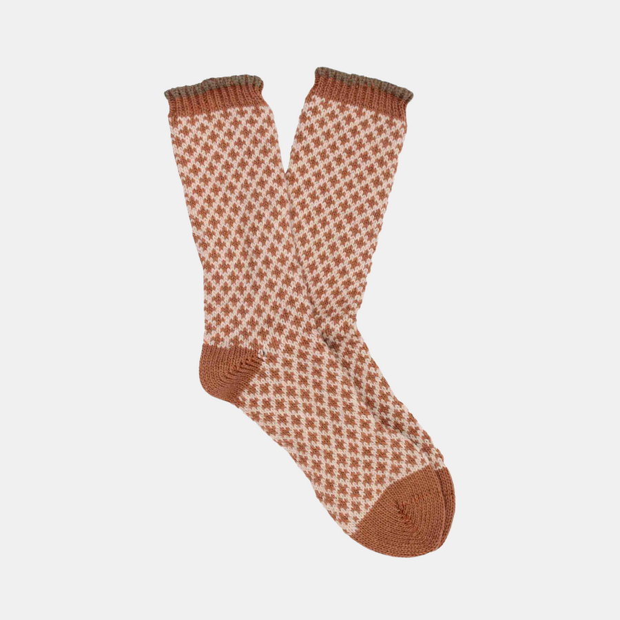 Women's Mosaic Wool Cashmere Sock - Caramel