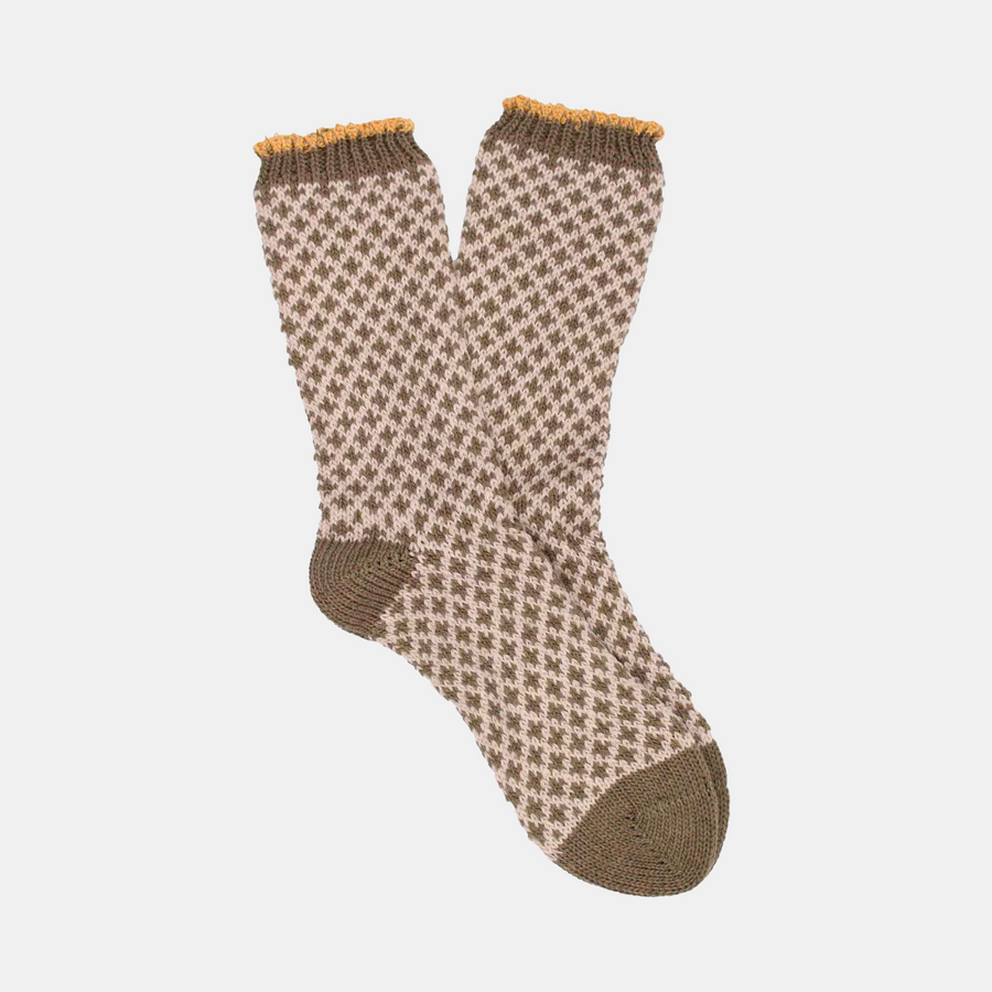 Women's Mosaic Wool Cashmere Sock - Taupe