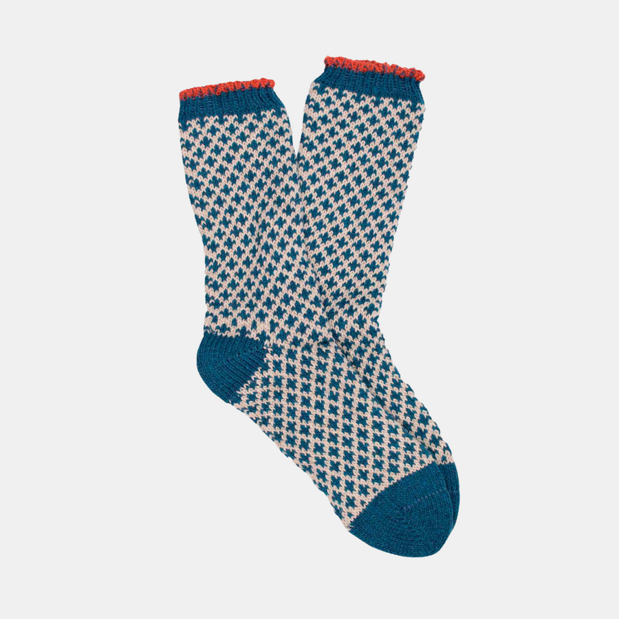 Women's Mosaic Wool Cashmere Sock - Teal