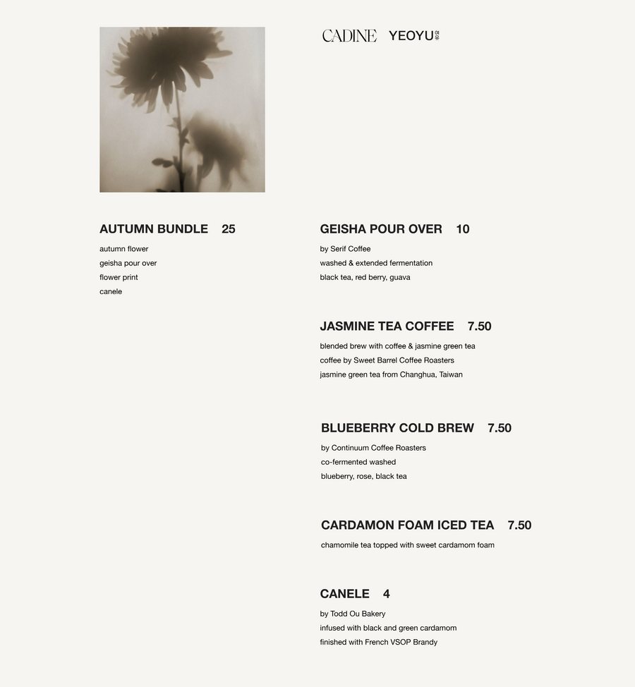 Yeoyu x Cadine Coffee Experience - Sunday October 5th 10am - 1pm