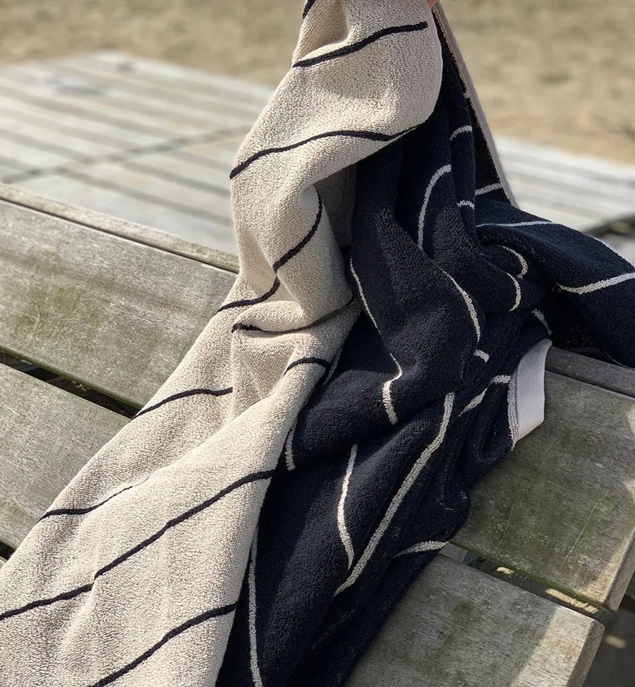 Cadine Bath Towels & Washcloths Soho Hair Towel - Black / Clay Stripe