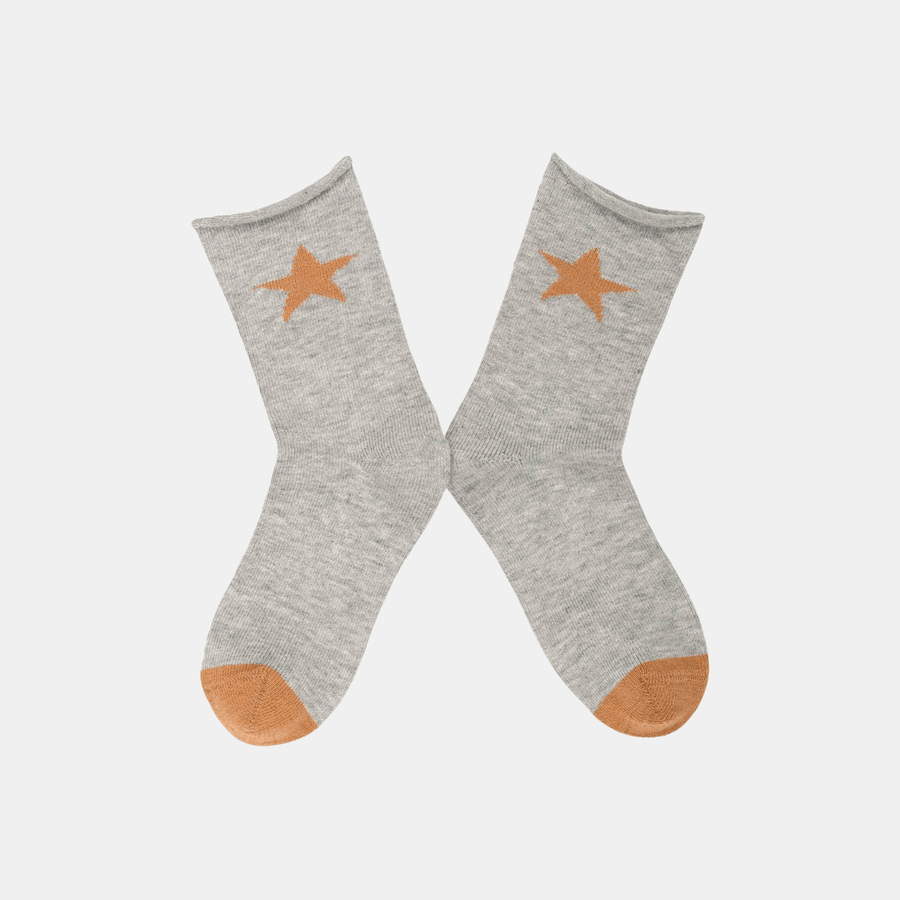 Cadine Clothing Children's Star Organic Cotton Sock - Grey / Camel