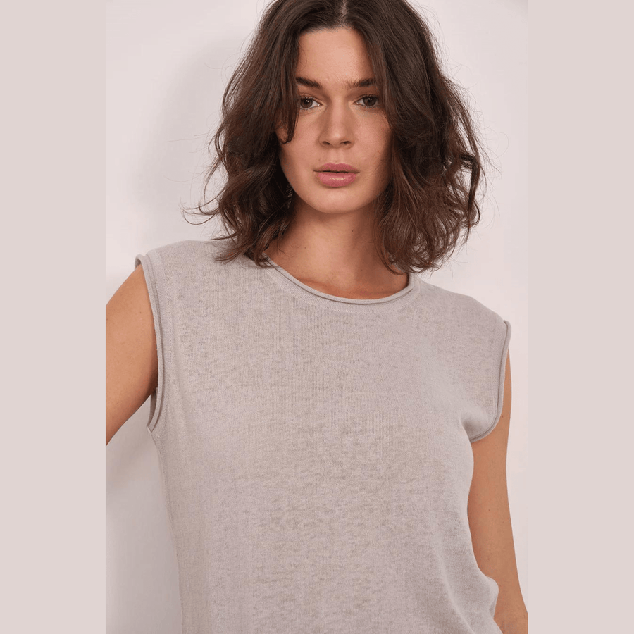 Cadine Clothing Compass Linen Tank Sweater - Stone Grey
