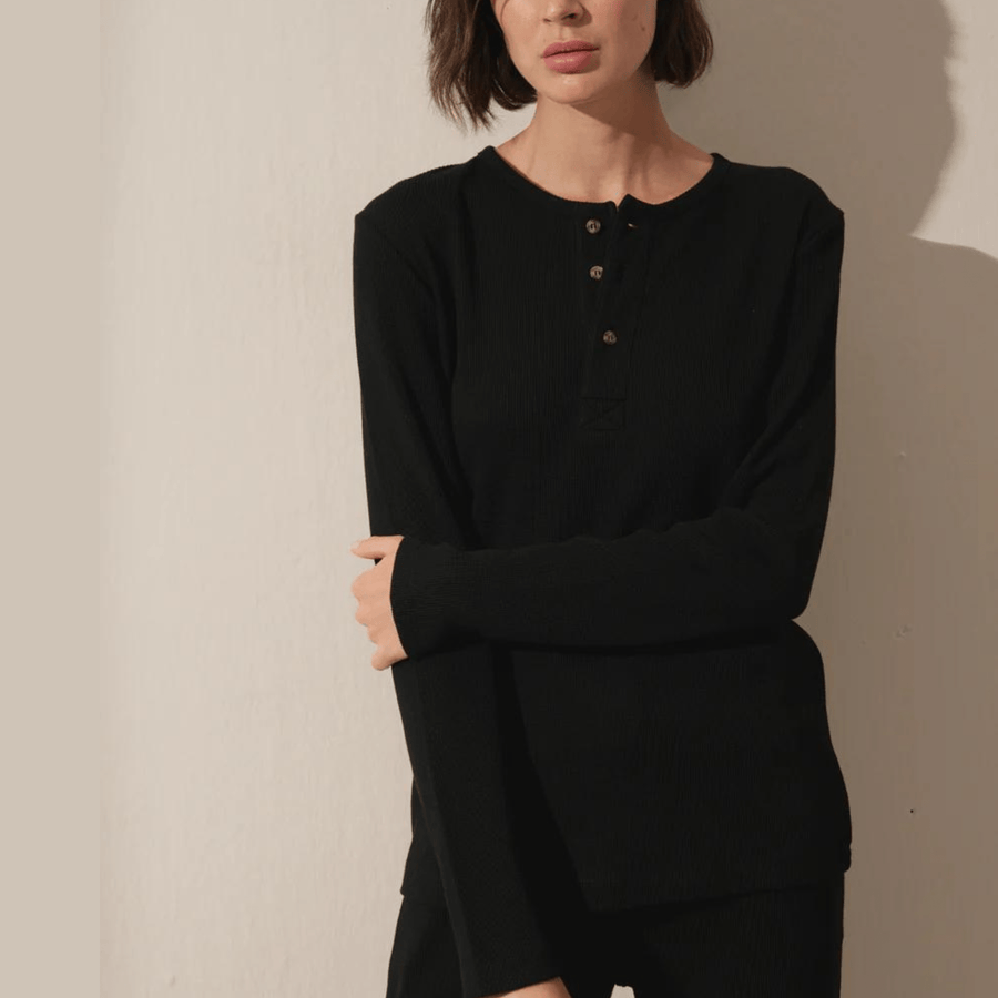 Cadine Clothing Henley Top - Black - COMING SOON
