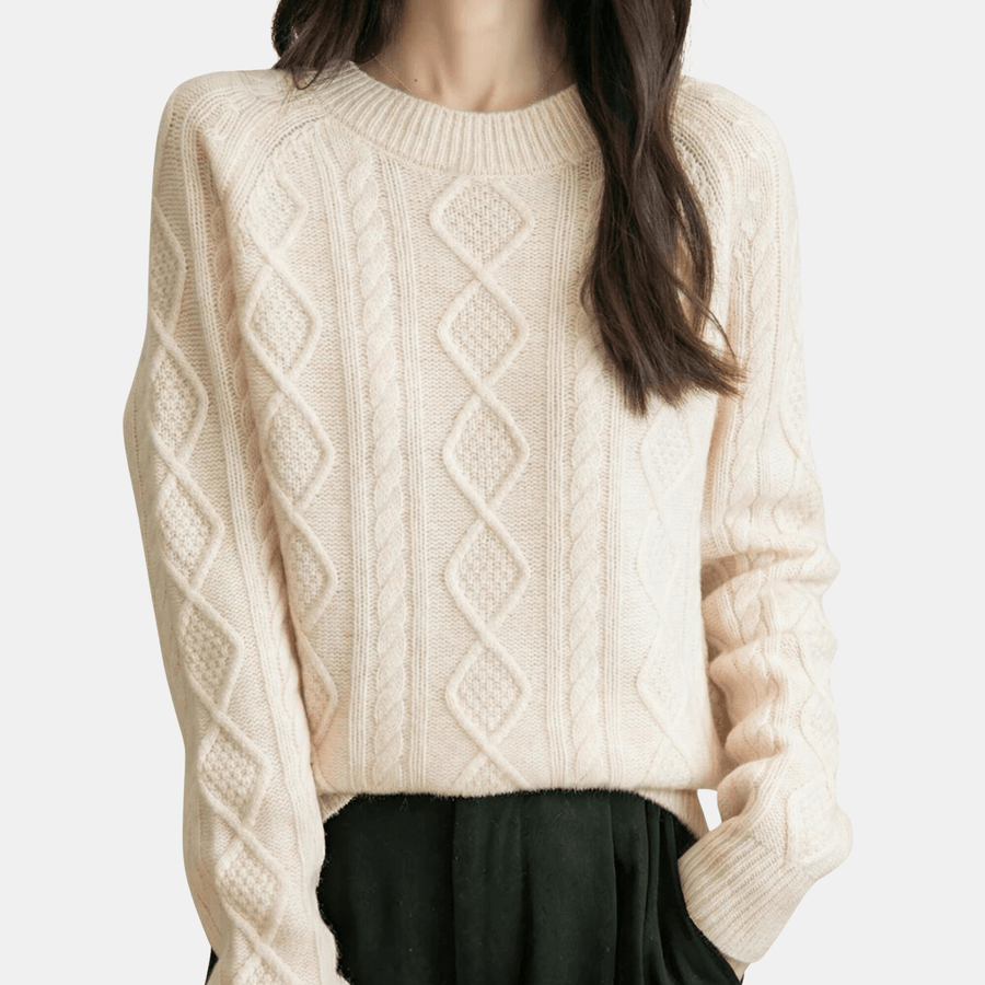 Cadine Clothing Lattice Sweater - Warm Oatmeal