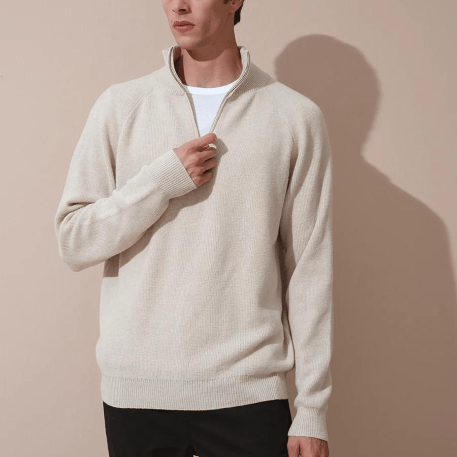 Cadine Clothing Lintel Half Zip-up Sweater - Beige