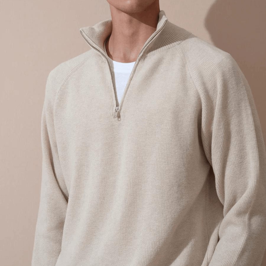 Cadine Clothing Lintel Merino Half Zip-up Sweater - Beige