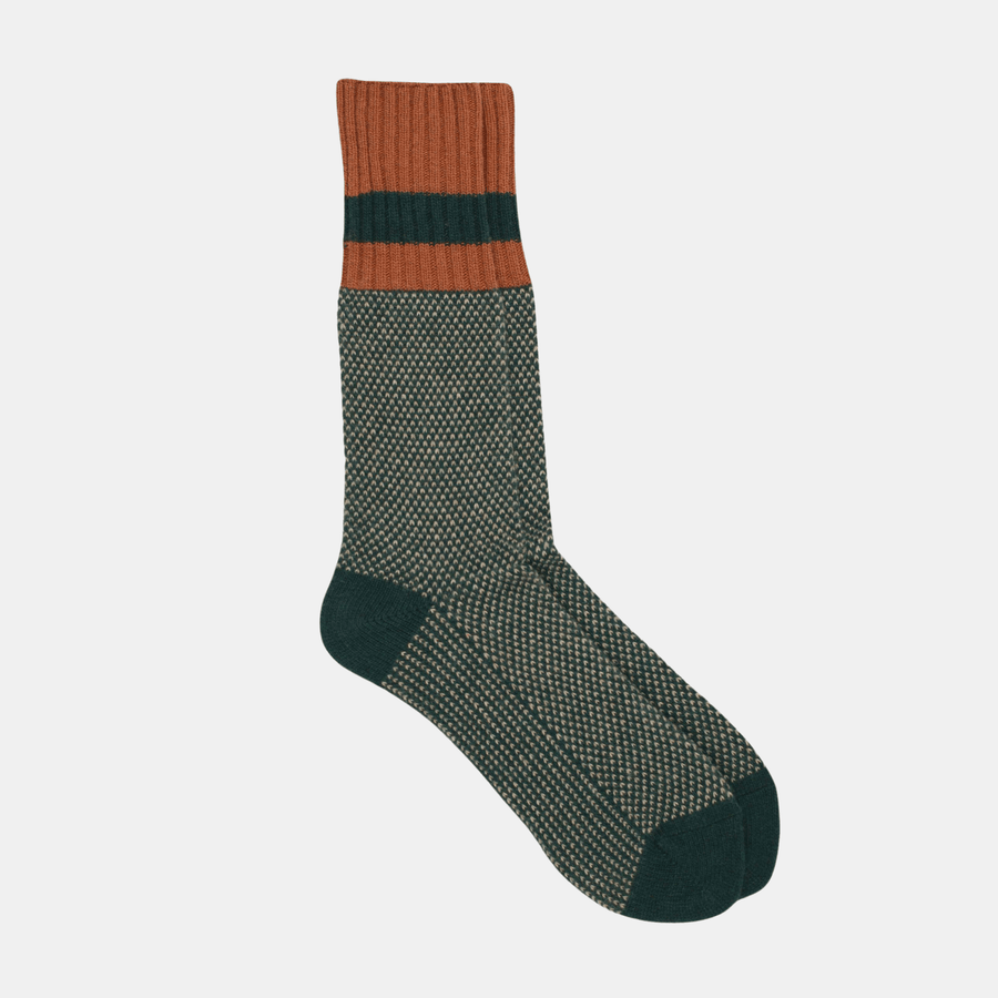 Cadine Clothing Men's Cabin Cashmere Sock - Green / Caramel