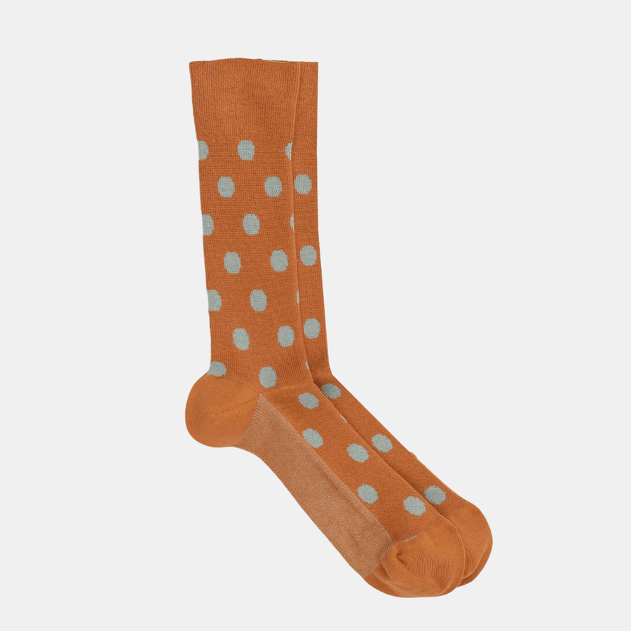 Cadine Clothing Men's Dot Organic Cotton Sock - Caramel / Sage