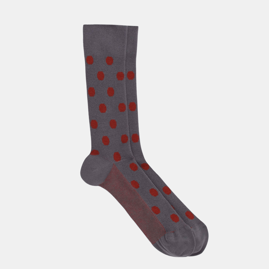 Cadine Clothing Men's Dot Organic Cotton Sock - Grey / Red