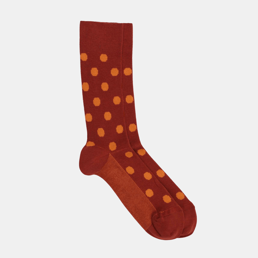 Cadine Clothing Men's Dot Organic Cotton Sock - Red / Orange