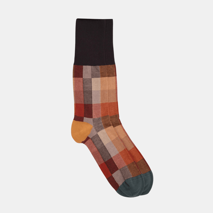 Cadine Clothing Men's Plaid Organic Cotton Sock - Brown - 39-45