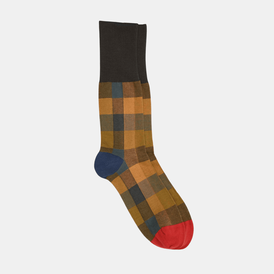 Cadine Clothing Men's Plaid Organic Cotton Sock - Olive - 39-45